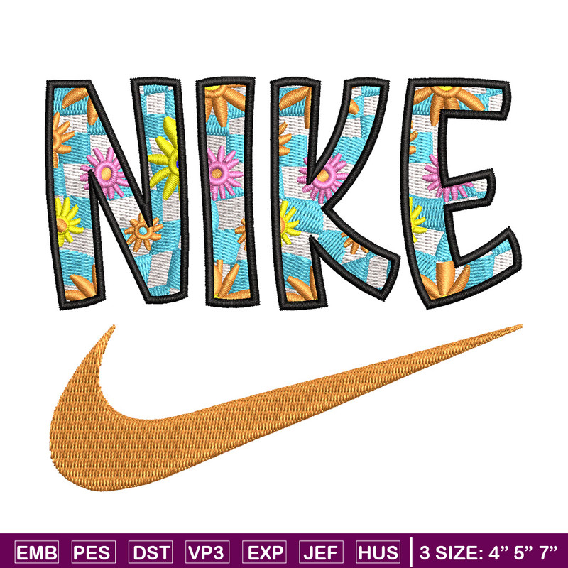 Nike flower embroidery design, Flower embroidery, Nike design, Embroidery shirt, Embroidery file,Digital download.jpg