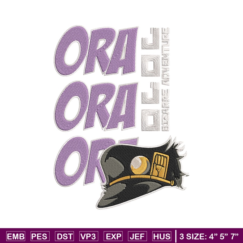 Ora Ora Ora Embroidery Design, Jojo Embroidery, Embroidery File, Anime Embroidery, Anime shirt, Digital download.jpg
