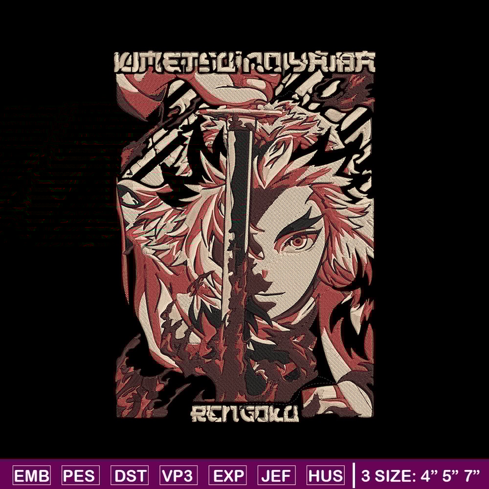 Rengoku Poster Embroidery Design, Demon slayer Embroidery, Embroidery File, Anime Embroidery,Digital download..jpg