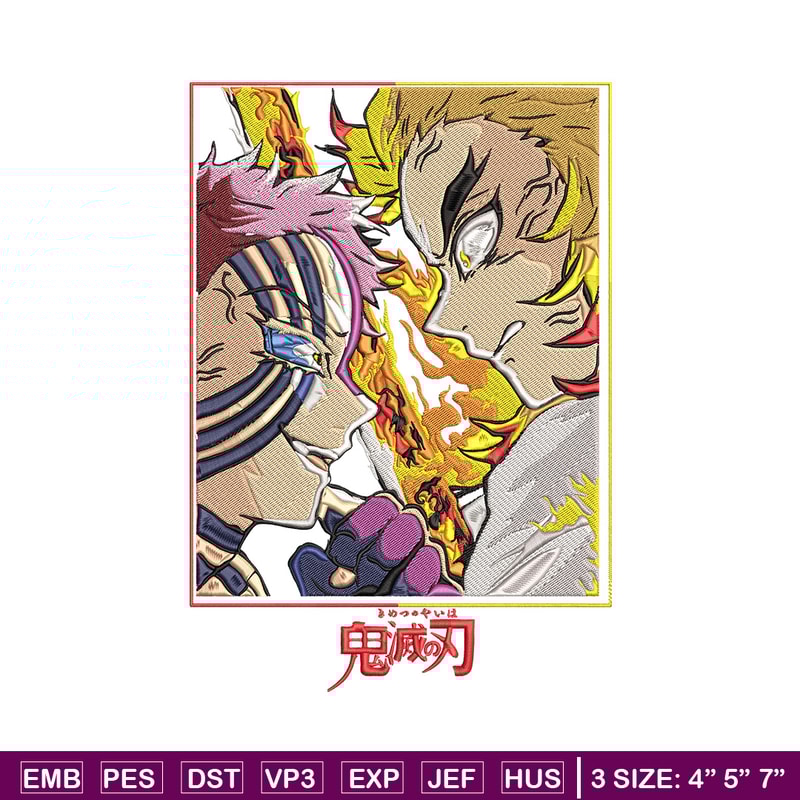 Rengoku vs akaza Embroidery Design,Demon slayer Embroidery,Embroidery File,Anime Embroidery,Anime shirt,Digital download.jpg