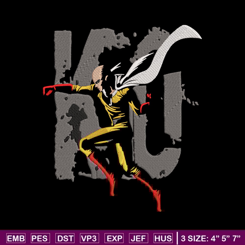 Saitama KO Embroidery Design, One punch man Embroidery,Embroidery File, Anime Embroidery, Anime shirt, Digital download.jpg