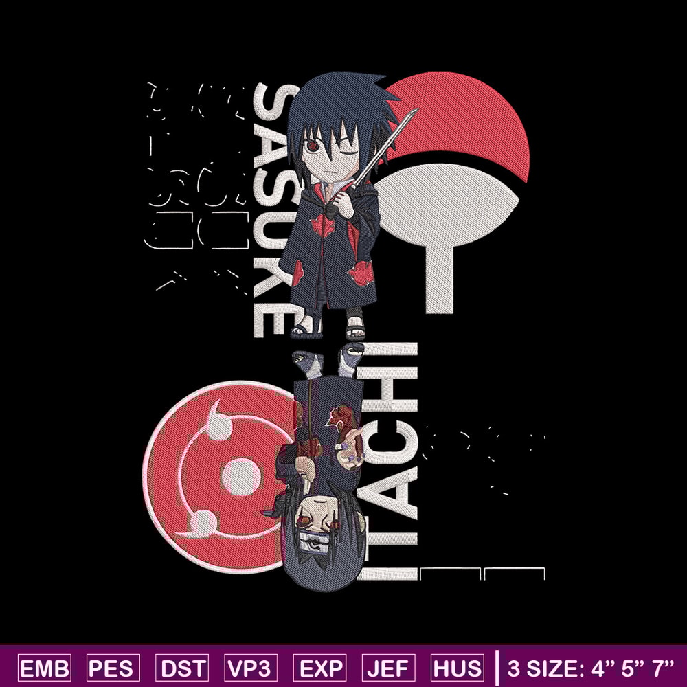 Sasuke x Itachi Embroidery Design, Naruto Embroidery, Embroidery File, Anime Embroidery, Anime shirt, Digital download.jpg