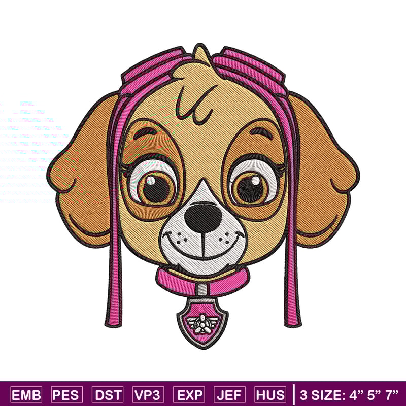 Skye dog Embroidery Design, Paw patrol Embroidery, Embroidery File, Anime Embroidery, Anime shirt, Digital download..jpg