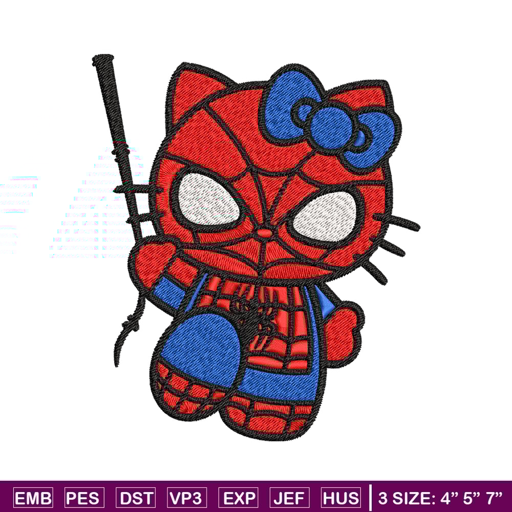 Spiderman Hellokitty Embroidery design, Hellokitty Embroidery, cartoon design, Embroidery File, Digital download..jpg