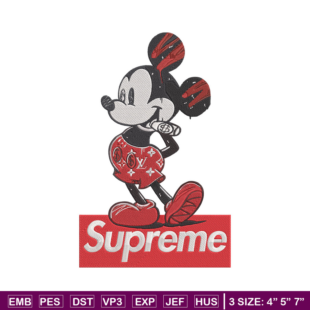 Supreme mickey Embroidery Design, Mickey Embroidery, Embroidery File, Supreme Embroidery, Anime shirt, Digital download.jpg