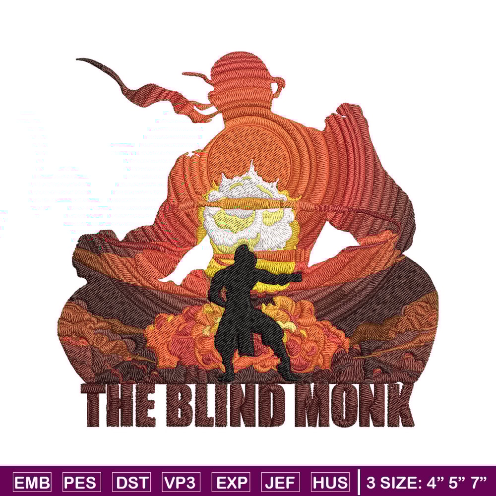 The blind monk Embroidery Design, Poster Embroidery, Embroidery File, Anime Embroidery, Anime shirt, Digital download.jpg