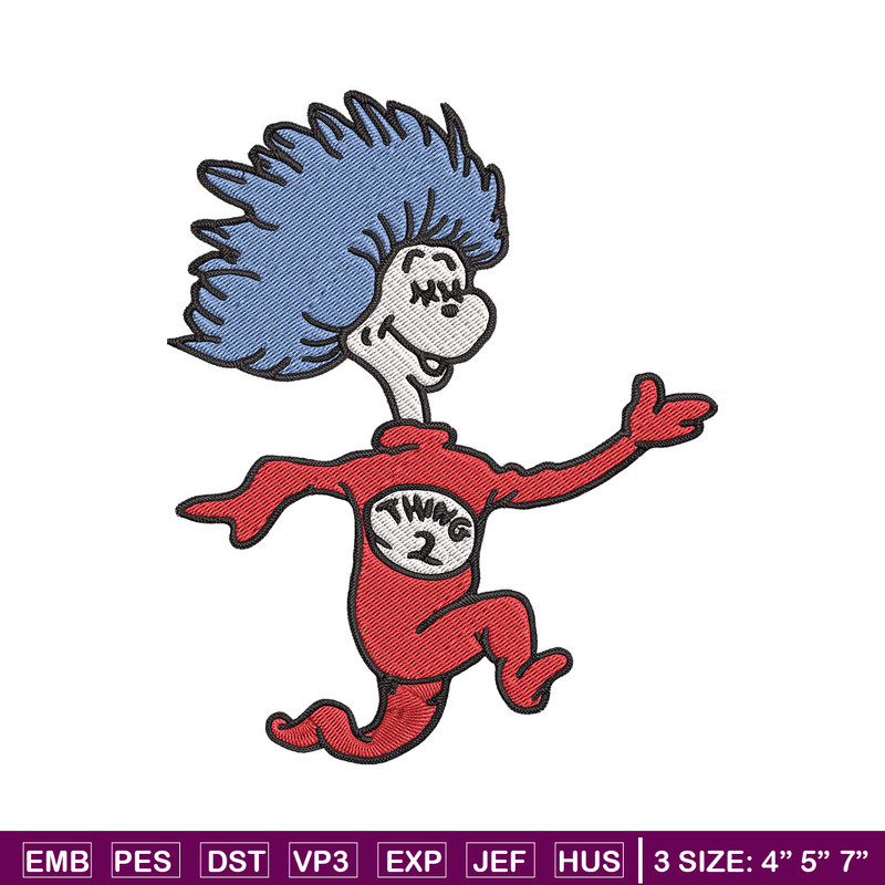 Thing 2 Embroidery Design, Dr seuss Embroidery, Embroidery File, logo shirt, Embroidery design, Digital download.jpg