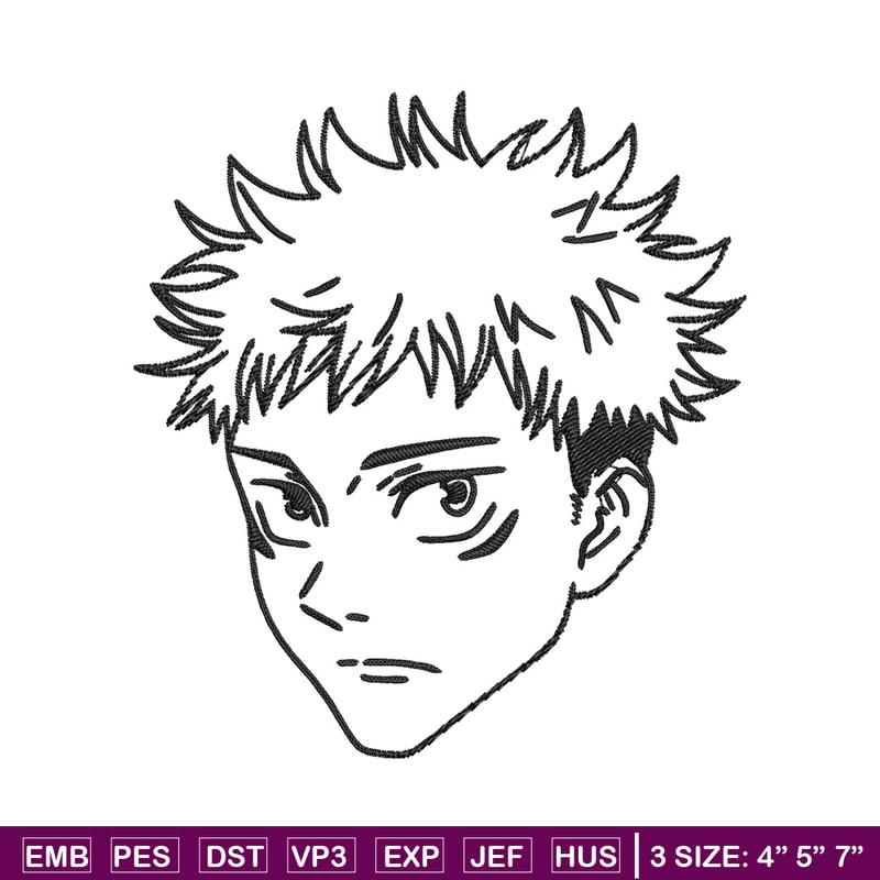 Yuji face Embroidery Design, Jujutsu Embroidery, Embroidery File,Anime Embroidery, Anime shirt, Digital download.jpg