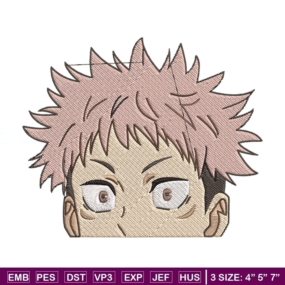 Yuji Peeker Embroidery Design, Jujutsu Embroidery, Embroidery File, Anime Embroidery, Anime shirt, Digital download..jpg