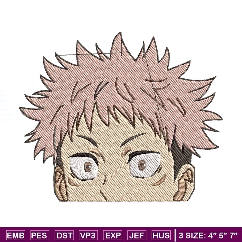 Yuji Peeker Embroidery Design, Jujutsu Embroidery, Embroidery File, Anime Embroidery, Anime shirt, Digital download..jpg