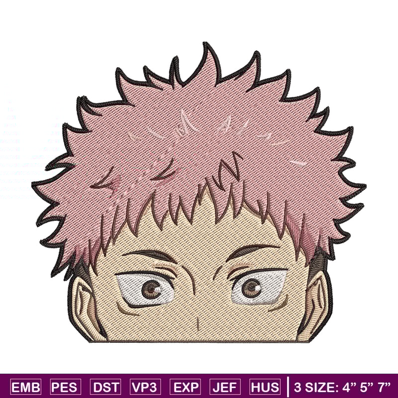 Yuji Peeker Embroidery Design, Jujutsu Embroidery, Embroidery File, Anime Embroidery, Anime shirt, Digital download.jpg