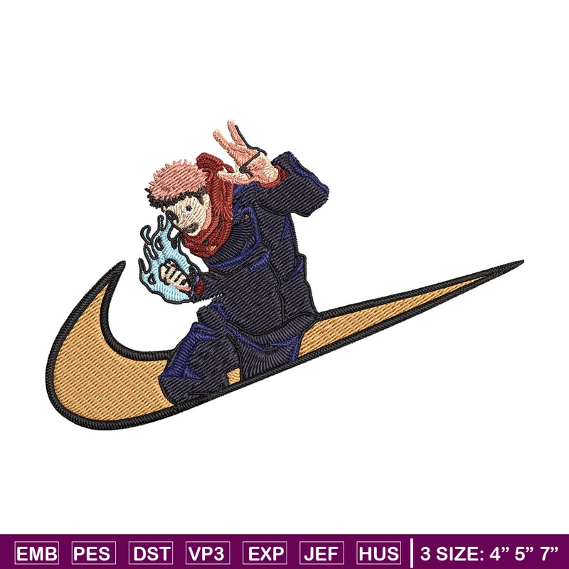 Yuji x nike Embroidery Design, Jujutsu Embroidery, Embroidery File, Nike Embroidery, Anime shirt, Digital download.jpg
