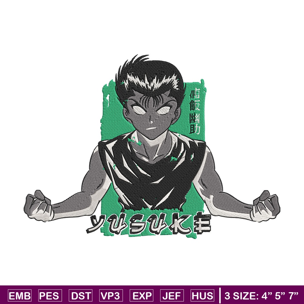Yusuke box Embroidery Design, Yu Yu Hakusho Embroidery, Embroidery File, Anime Embroidery, Anime shirt,Digital download.jpg