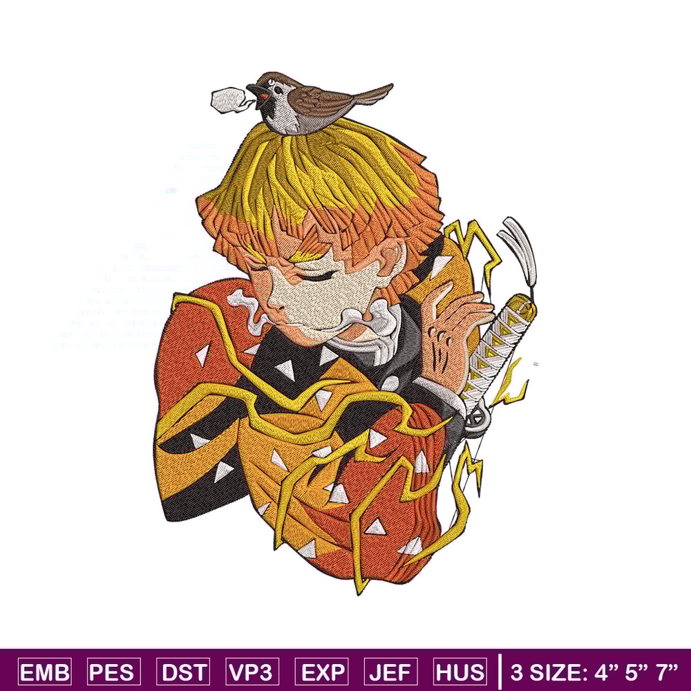 Zenitsu Agatsuma Embroidery Design,Demon slayer Embroidery, Embroidery File,Anime Embroidery,Anime shirt,Digital download.jpg