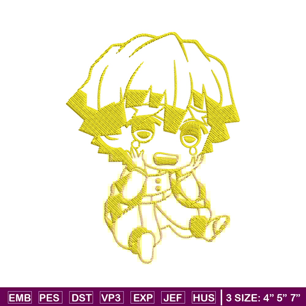 Zenitsu chibi Embroidery Design, Demon slayer Embroidery, Embroidery File, Anime Embroidery, Digital download.jpg