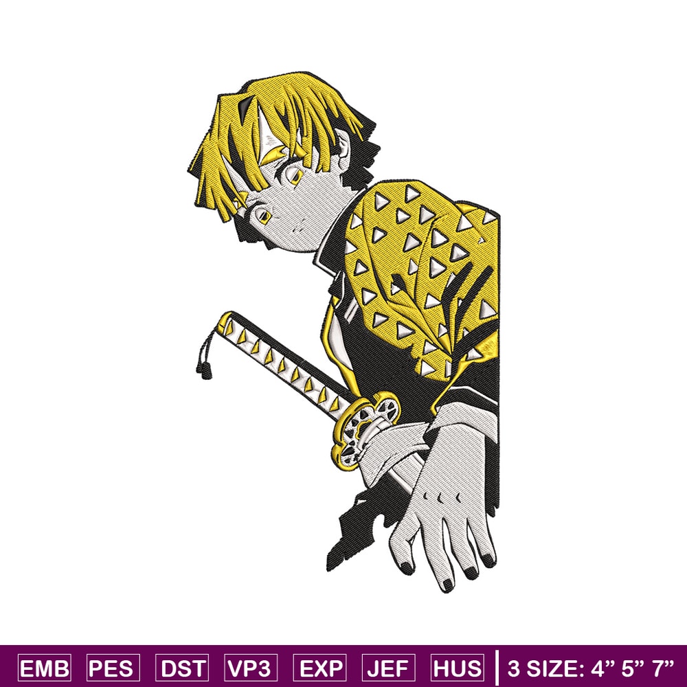 Zenitsu Embroidery Design, Demon slayer Embroidery, Embroidery File, Anime Embroidery, Anime shirt, Digital download..jpg