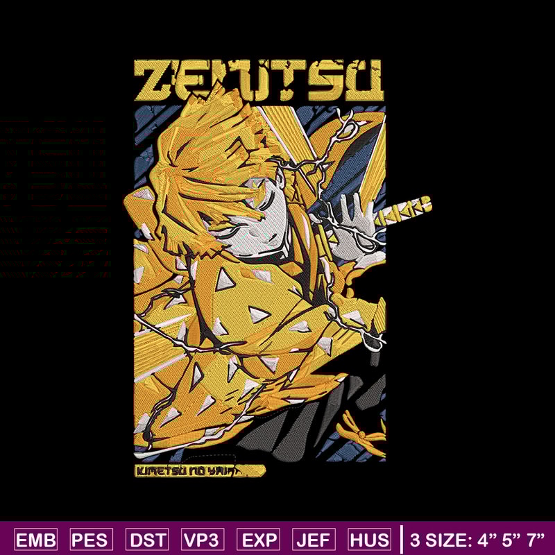 Zenitsu poster Embroidery Design, Demon slayer Embroidery, Embroidery File, Anime Embroidery, Digital download.jpg