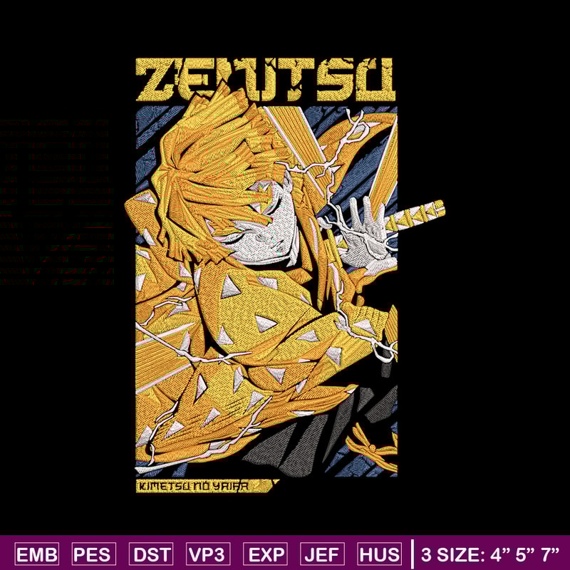 Zenitsu poster Embroidery Design, Demon slayer Embroidery,Embroidery File,Anime Embroidery,Anime shirt,Digital download.jpg
