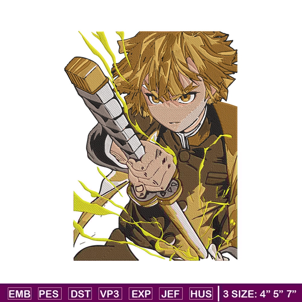 Zenitsu thunder Embroidery Design,Demon slayer Embroidery, Embroidery File,Anime Embroidery,Anime shirt,Digital download.jpg