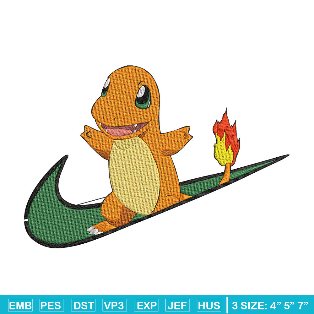 Charmander nike Embroidery Design, Pokemon Embroidery, Embroidery File, Nike Embroidery, Anime shirt, Digital download.jpg
