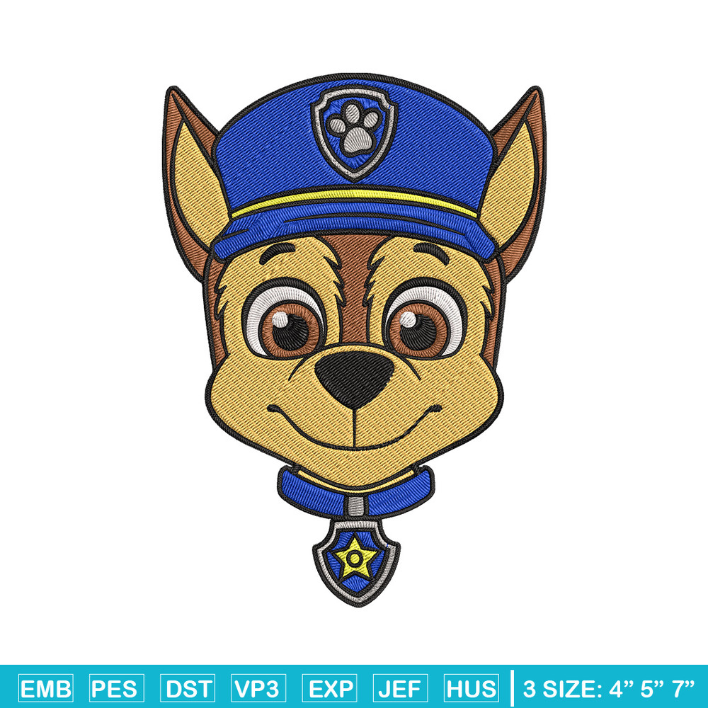 Chase dog Embroidery Design, Paw Patrol Embroidery, Embroidery File,Anime Embroidery, Anime shirt, Digital download.jpg