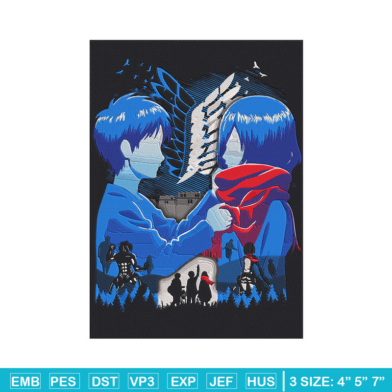 Eren x mikasa Embroidery Design, Aot Embroidery,Embroidery File, Anime Embroidery, Anime shirt, Digital download.jpg