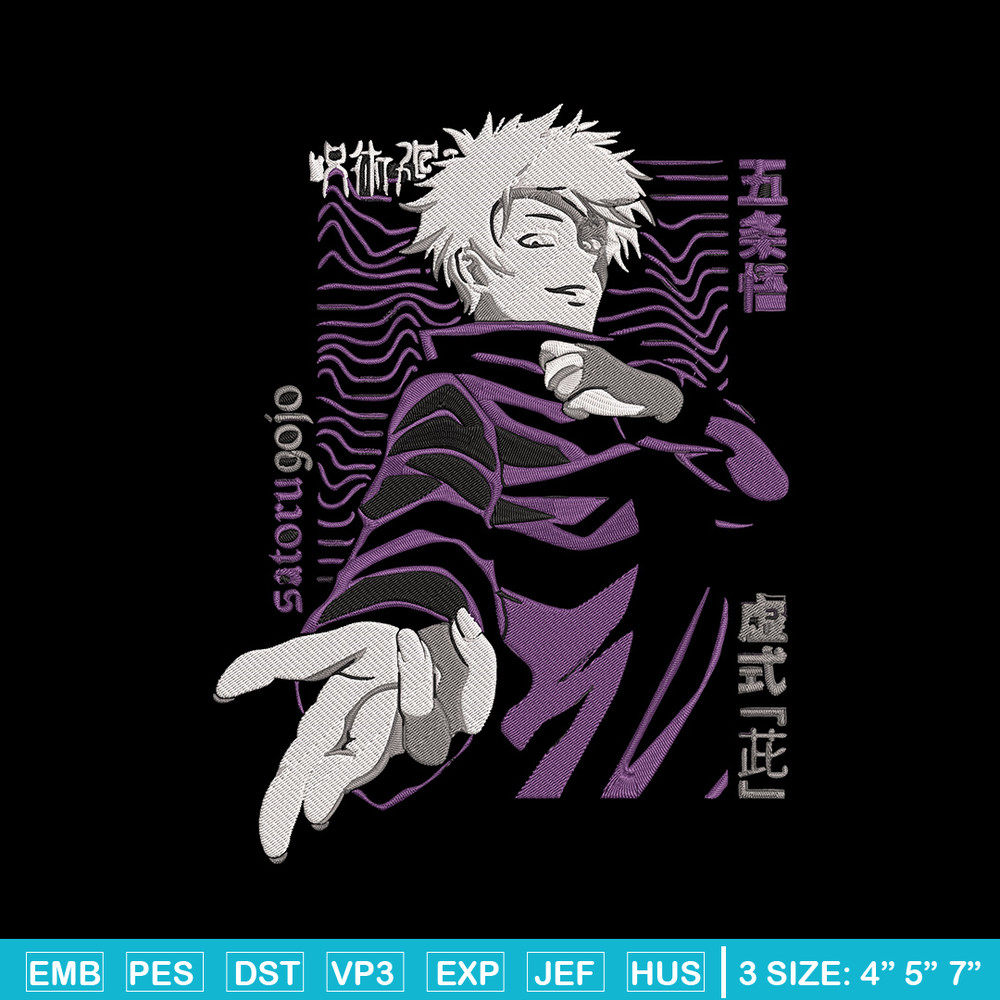 Gojo satoru poster Embroidery Design, Jujutsu Embroidery,Embroidery File, Anime Embroidery, Anime shirt,Digital download.jpg