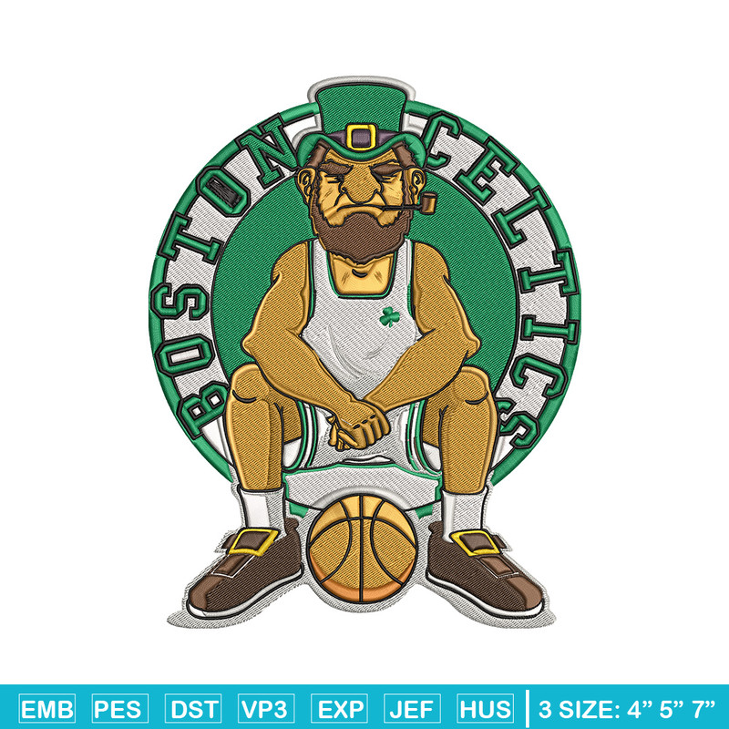 Boston Celtics mascot embroidery design, NBA embroidery, Sport embroidery, Logo sport embroidery, Embroidery design.jpg