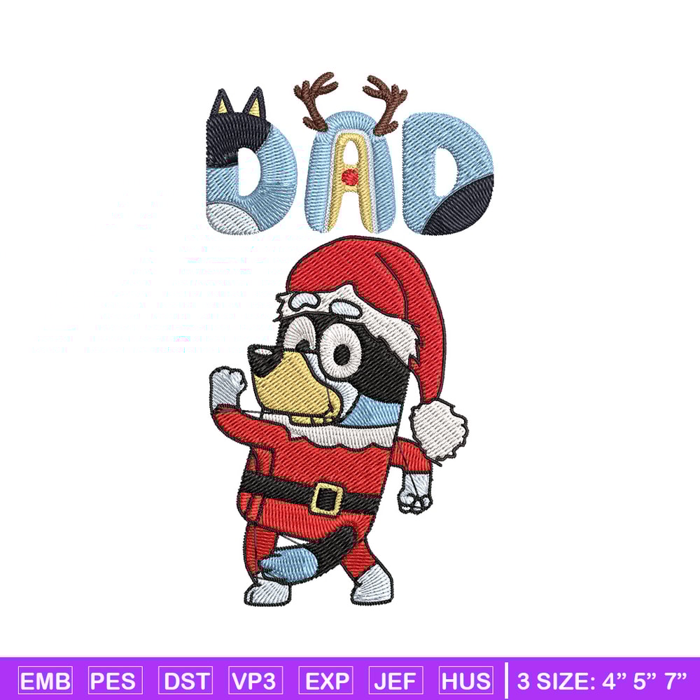 Bandit dad Embroidery Design, Bluey Embroidery, Embroidery File, Chrismas Embroidery, Anime shirt, Digital download.jpg