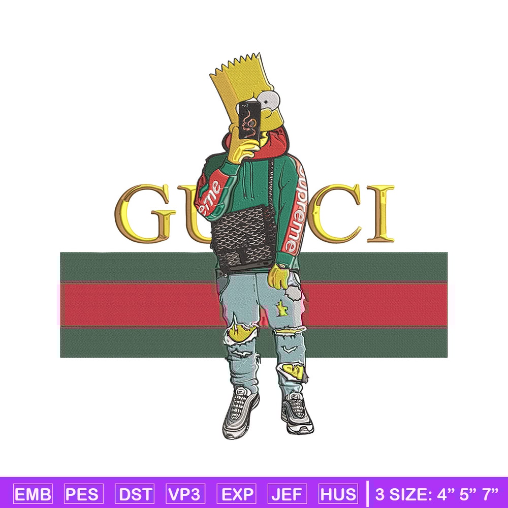Bart Simpson Embroidery Design, Simpson Embroidery, Embroidery File, Anime Embroidery, Gucci shirt, Digital download.jpg