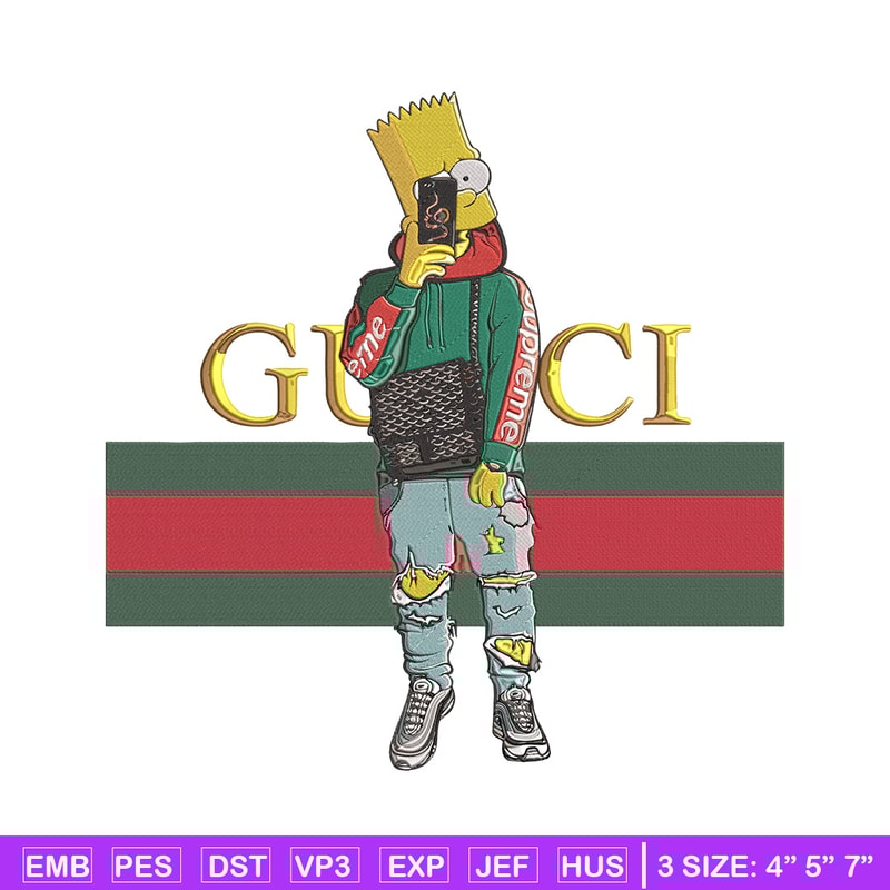 Bart Simpson Embroidery Design, Simpson Embroidery, Embroidery File, Anime Embroidery, Gucci shirt, Digital download.jpg