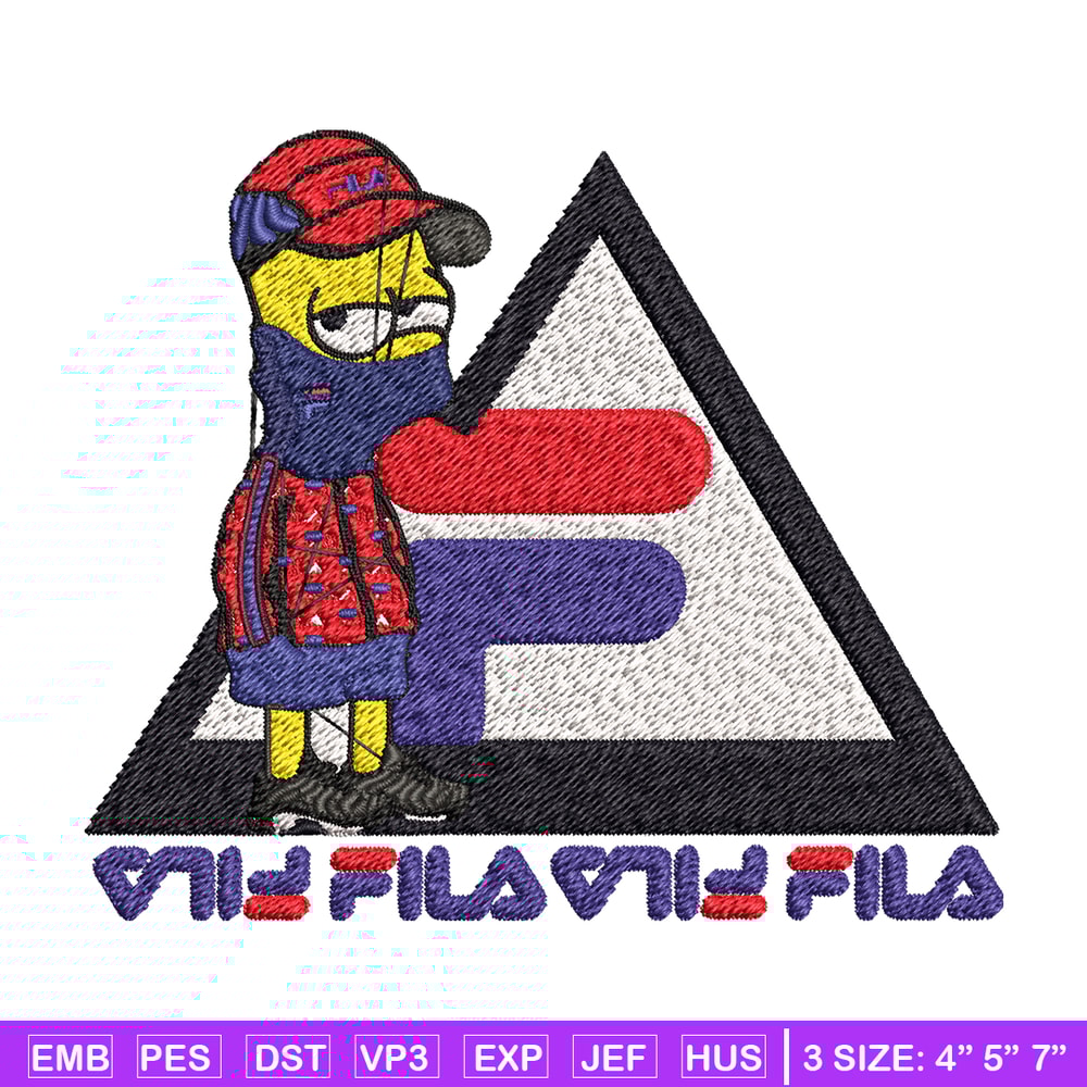 Bart Simpson Fila Embroidery design, Simpson Fila Embroidery, logo design, Embroidery File, Fila logo, Instant download..jpg