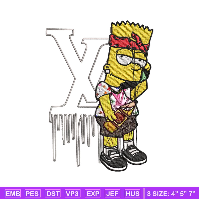 Bart simpson lv Embroidery Design, Lv Embroidery, Embroidery File, Simpson Embroidery, Logo shirt, Digital download.jpg