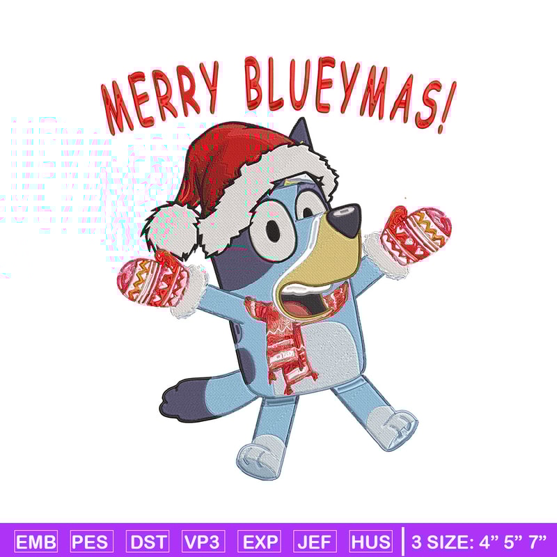 Bluey chrismas Embroidery Design, Bluey Embroidery, Embroidery File,Chrismas Embroidery, Anime shirt, Digital download.jpg
