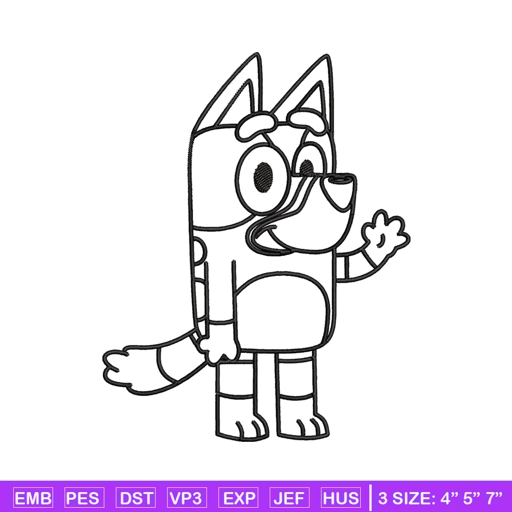 Bluey Coloring Pages Embroidery, Bluey Embroidery, Embroidery File, cartoon design, logo shirt, Digital download..jpg