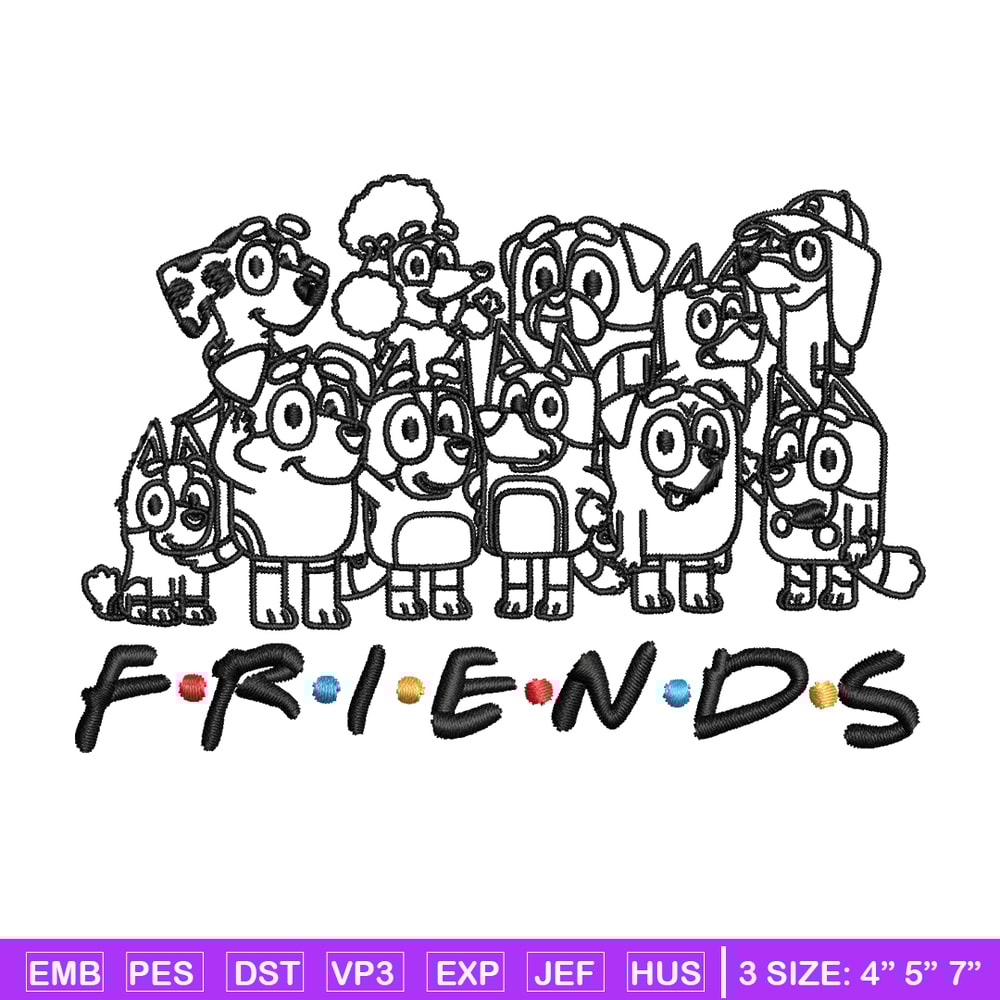 Bluey family Coloring Pages Embroidery, Bluey Embroidery, Embroidery File, cartoon design, logo shirt, Digital download..jpg