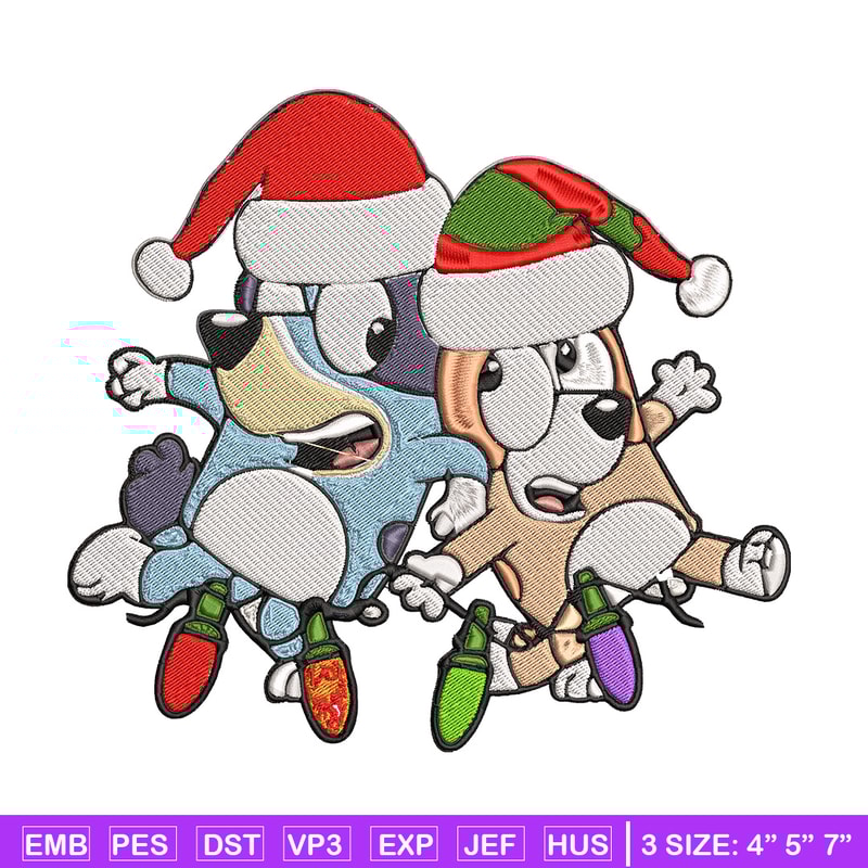 Bluey x Bingo Embroidery Design, Bluey Embroidery, Embroidery File, Chrismas Embroidery, Anime shirt, Digital download..jpg