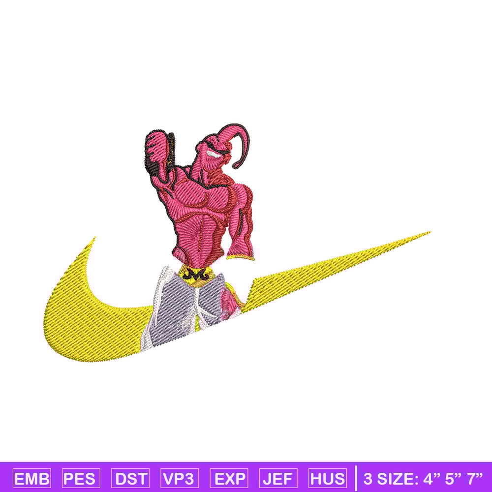 Buu x nike Embroidery Design, Dragonball Embroidery, Embroidery File, Nike Embroidery, Anime shirt, Digital download.jpg
