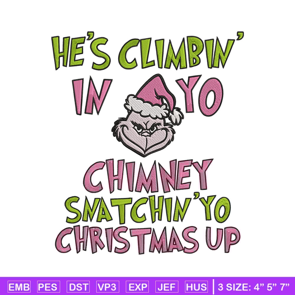 Chrismas up Embroidery Design, Grinch Embroidery, Embroidery File, Chrismas Embroidery, Anime shirt, Digital download.jpg