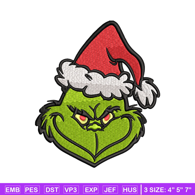 Christmas Grinch Face Embroidery design, Grinch christmas Embroidery, Embroidery File, Grinch design, Instant download..jpg