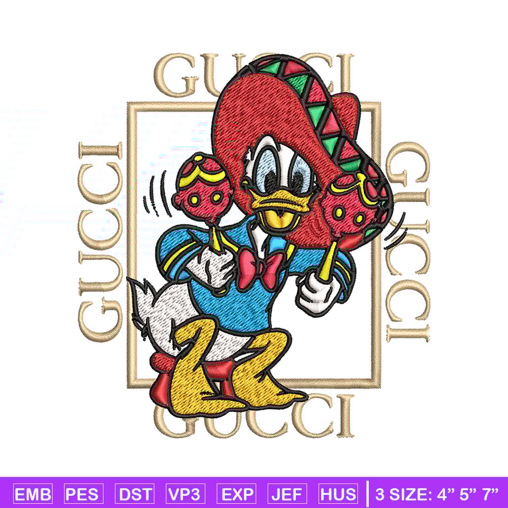 Daisy Donald Duck Gucci Embroidery design, Disney cartoon Embroidery, cartoon design, Embroidery File, Instant download..jpg