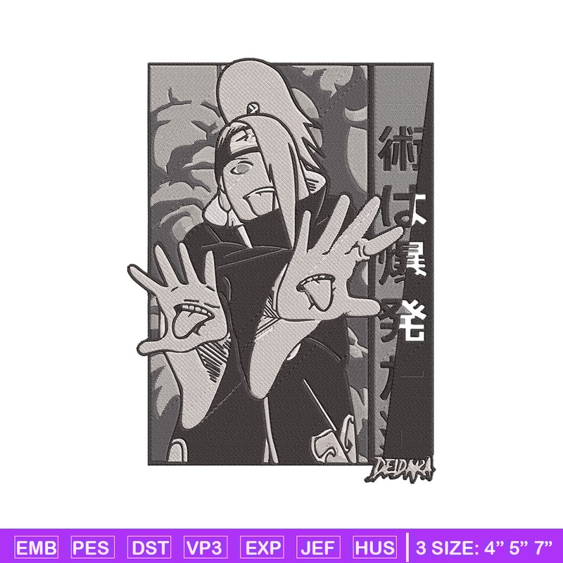 Deidara poster Embroidery Design, Naruto Embroidery, Embroidery File, Anime Embroidery, Anime shirt, Digital download.jpg