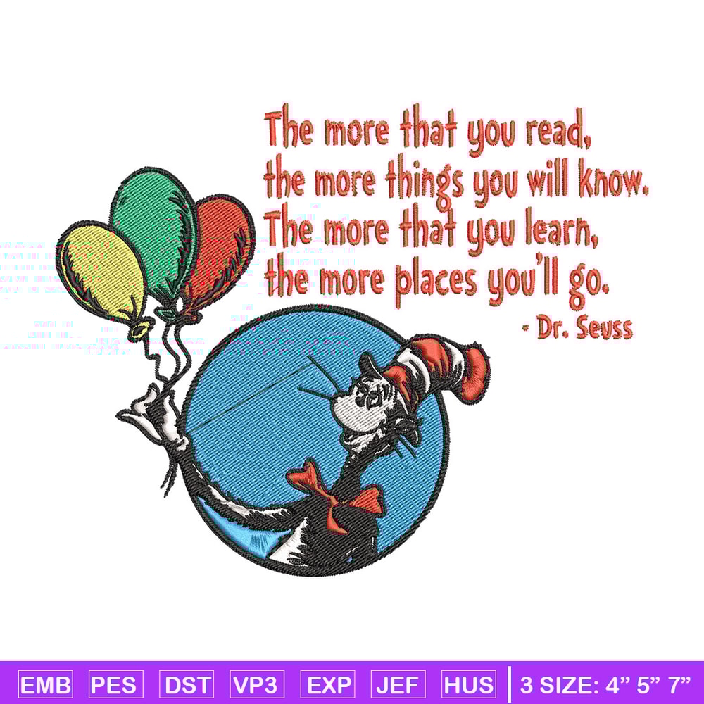 Dr Seuss with Balloon Embroidery Design, Dr Seuss Embroidery, Embroidery File, Embroidery design, Digital download..jpg