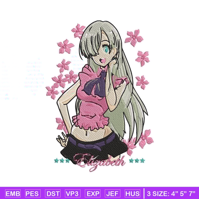 Elizabeth Embroidery Design, Seven Deadly Sins Embroidery, Embroidery File,Anime Embroidery,Anime shirt,Digital download.jpg