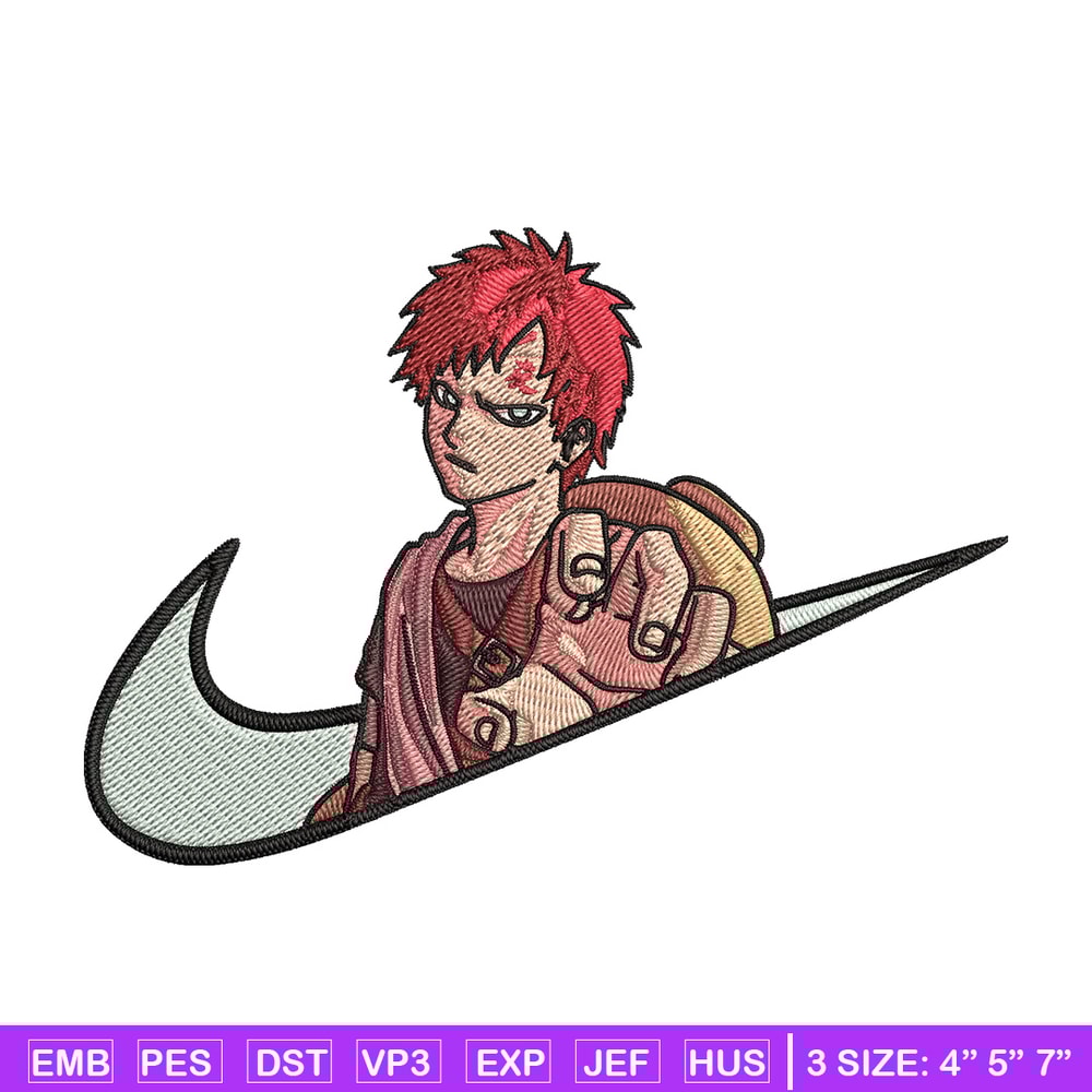 Gaara x nike Embroidery Design, Naruto Embroidery, Embroidery File, Nike Embroidery, Anime shirt, Digital download.jpg