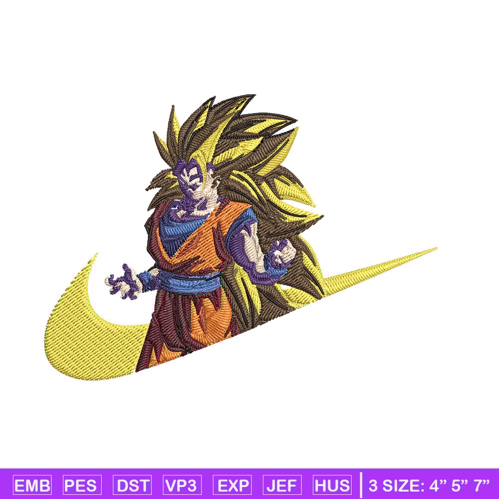 Goku ssj 3 Embroidery Design, Dragonball Embroidery, Embroidery File, Nike Embroidery, Anime shirt, Digital download.jpg
