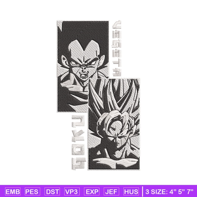 Goku x Vegeta Embroidery Design, Dragonball Embroidery, Embroidery File, Anime Embroidery, Anime shirt, Digital download.jpg