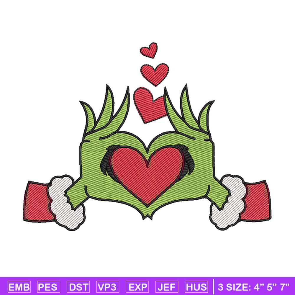 Grinch love embroidery design, Grinch embroidery, Chrismas design, Embroidery shirt, Embroidery file, Digital download.jpg