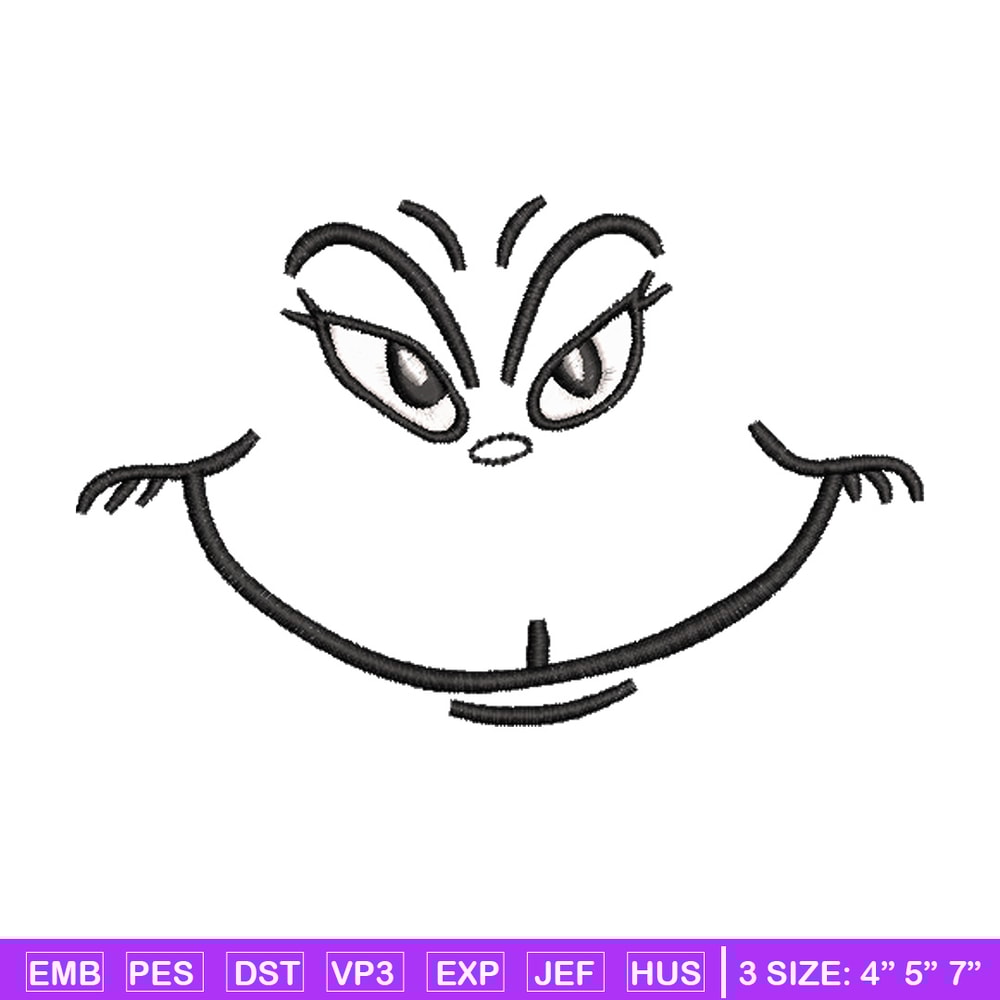 Grinch smile embroidery design,Grinch embroidery, Chrismas design, Embroidery shirt, Embroidery file, Digital download..jpg