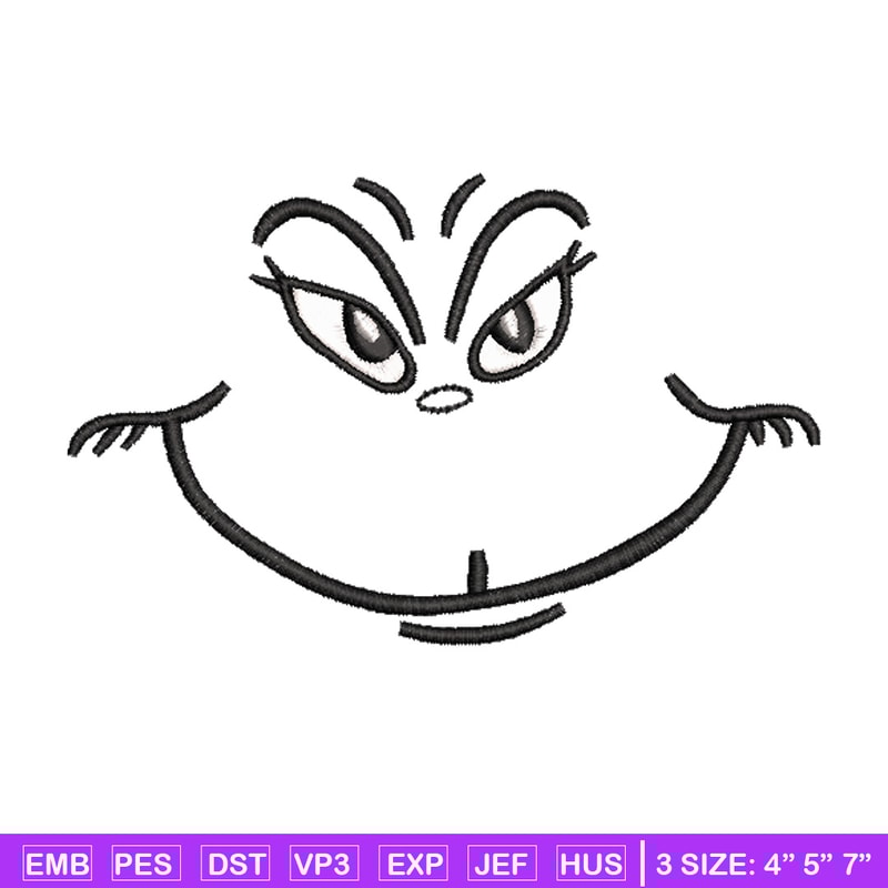 Grinch smile embroidery design,Grinch embroidery, Chrismas design, Embroidery shirt, Embroidery file, Digital download..jpg